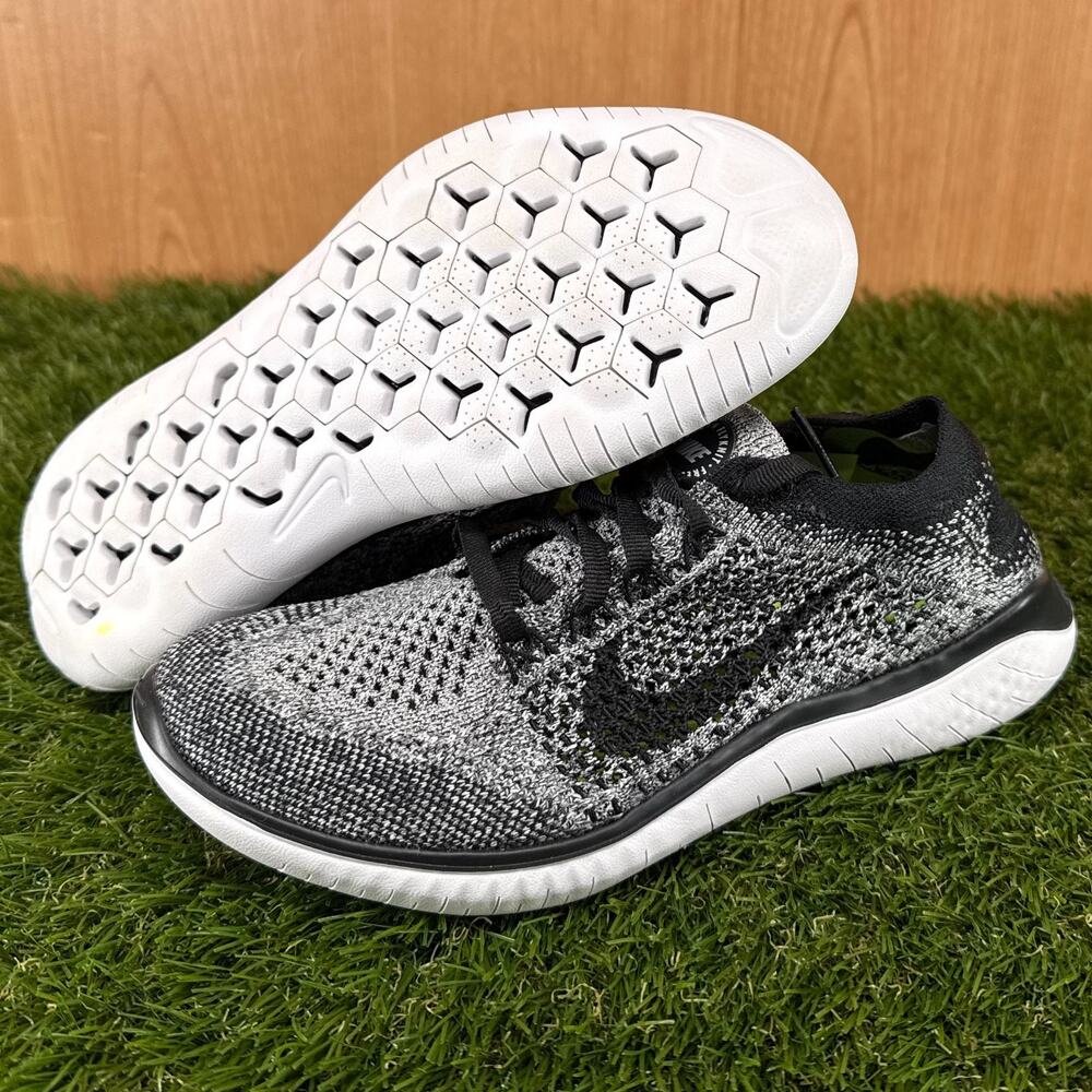 Nike Free RN Flyknit 2018 Oreo Running Shoes 942839-101 Women's Size 6
